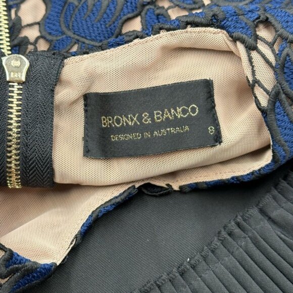 🆕 BRONX & BANCO 🧿 NWOT Navy Lace & Black Tiered Midi Dress, Sz AU 8 US 4 - Picture 13 of 13
